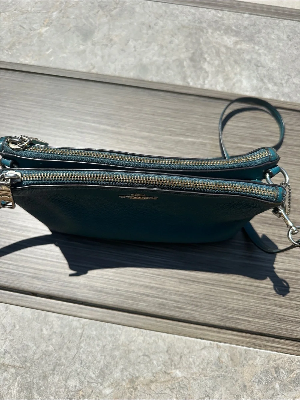 Coach Teal Blue Pebbled Leather Crossbody